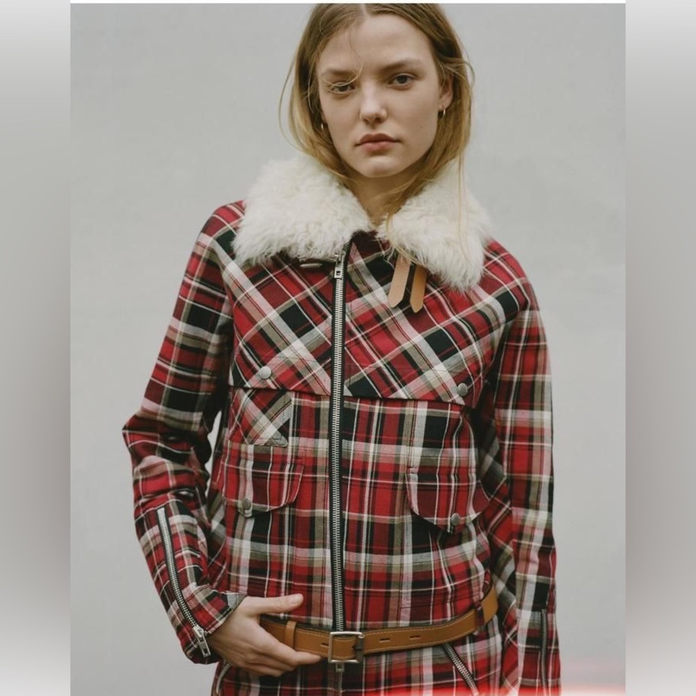 Rag and Bone Etiene Shearling Plaid Coat